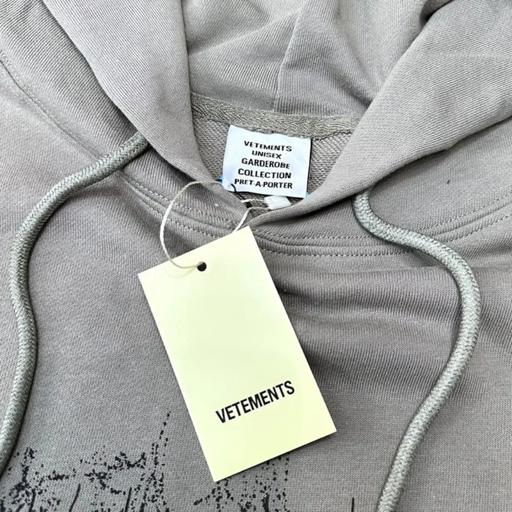 Grey Printed Hoodie By Vetements - Picture 5 of 10